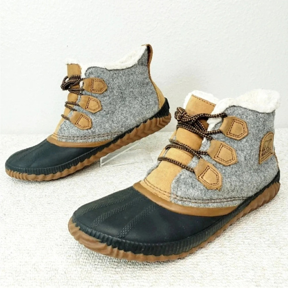 SOREL Out N’ About Plus Waterproof Leather & Felt Ankle Boots size 10.5 - Picture 2 of 12